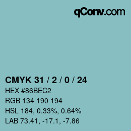 カラーコード: CMYK 31 / 2 / 0 / 24 | qconv.com