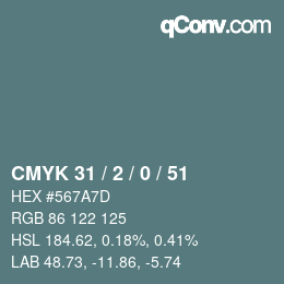 颜色代码: CMYK 31 / 2 / 0 / 51 | qconv.com