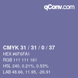 Color code: CMYK 31 / 31 / 0 / 37 | qconv.com