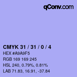 Color code: CMYK 31 / 31 / 0 / 4 | qconv.com
