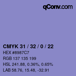 Color code: CMYK 31 / 32 / 0 / 22 | qconv.com