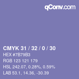 Color code: CMYK 31 / 32 / 0 / 30 | qconv.com