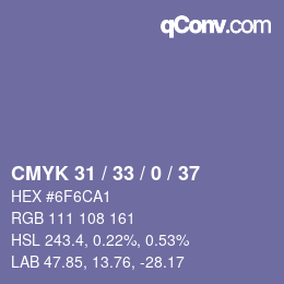 Farbcode: CMYK 31 / 33 / 0 / 37 | qconv.com