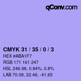 カラーコード: CMYK 31 / 35 / 0 / 3 | qconv.com