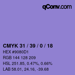 Farbcode: CMYK 31 / 39 / 0 / 18 | qconv.com