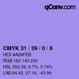 Color code: CMYK 31 / 39 / 0 / 8 | qconv.com