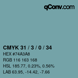 颜色代码: CMYK 31 / 3 / 0 / 34 | qconv.com