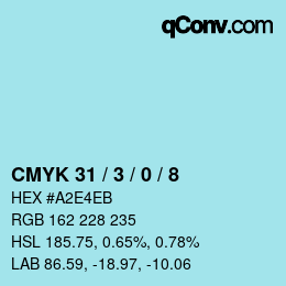 カラーコード: CMYK 31 / 3 / 0 / 8 | qconv.com