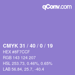 Color code: CMYK 31 / 40 / 0 / 19 | qconv.com