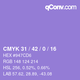 颜色代码: CMYK 31 / 42 / 0 / 16 | qconv.com