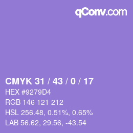 Farbcode: CMYK 31 / 43 / 0 / 17 | qconv.com