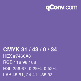 颜色代码: CMYK 31 / 43 / 0 / 34 | qconv.com