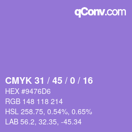 Color code: CMYK 31 / 45 / 0 / 16 | qconv.com