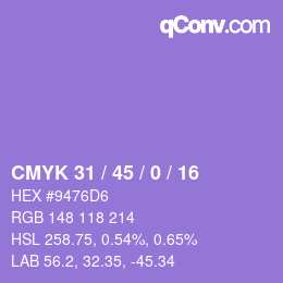 Color code: CMYK 31 / 45 / 0 / 16 | qconv.com