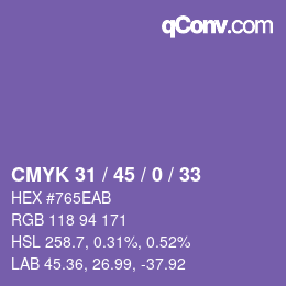 カラーコード: CMYK 31 / 45 / 0 / 33 | qconv.com