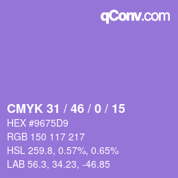 Color code: CMYK 31 / 46 / 0 / 15 | qconv.com