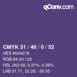 Color code: CMYK 31 / 48 / 0 / 52 | qconv.com