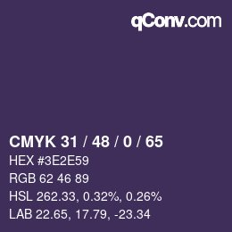 Código de color: CMYK 31 / 48 / 0 / 65 | qconv.com