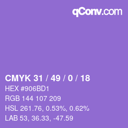 カラーコード: CMYK 31 / 49 / 0 / 18 | qconv.com