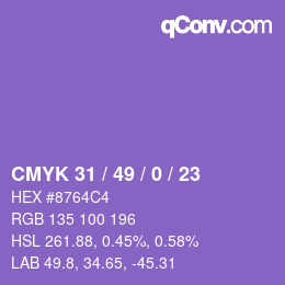 カラーコード: CMYK 31 / 49 / 0 / 23 | qconv.com - big