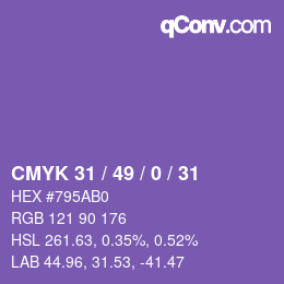 Farbcode: CMYK 31 / 49 / 0 / 31 | qconv.com