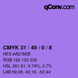 カラーコード: CMYK 31 / 49 / 0 / 8 | qconv.com