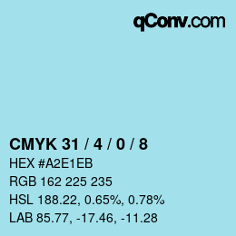 カラーコード: CMYK 31 / 4 / 0 / 8 | qconv.com