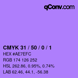 Color code: CMYK 31 / 50 / 0 / 1 | qconv.com
