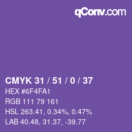 颜色代码: CMYK 31 / 51 / 0 / 37 | qconv.com