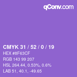 Color code: CMYK 31 / 52 / 0 / 19 | qconv.com
