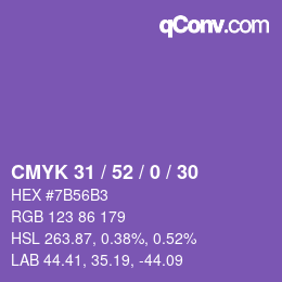 Farbcode: CMYK 31 / 52 / 0 / 30 | qconv.com
