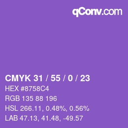 Color code: CMYK 31 / 55 / 0 / 23 | qconv.com