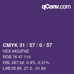 Color code: CMYK 31 / 57 / 0 / 57 | qconv.com