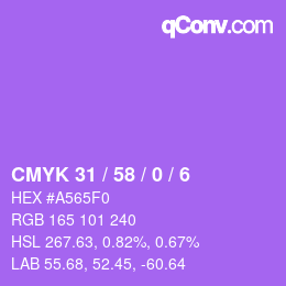 颜色代码: CMYK 31 / 58 / 0 / 6 | qconv.com
