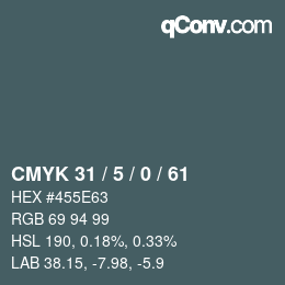 Color code: CMYK 31 / 5 / 0 / 61 | qconv.com