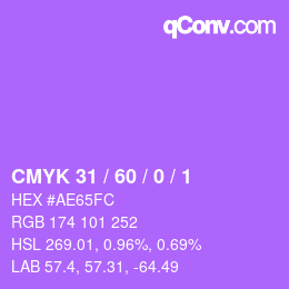カラーコード: CMYK 31 / 60 / 0 / 1 | qconv.com