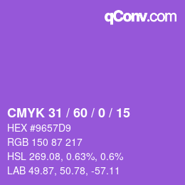 カラーコード: CMYK 31 / 60 / 0 / 15 | qconv.com