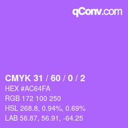 カラーコード: CMYK 31 / 60 / 0 / 2 | qconv.com