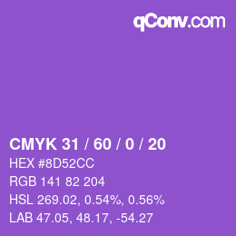 Color code: CMYK 31 / 60 / 0 / 20 | qconv.com