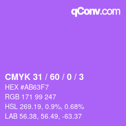 カラーコード: CMYK 31 / 60 / 0 / 3 | qconv.com