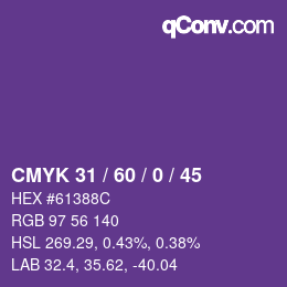カラーコード: CMYK 31 / 60 / 0 / 45 | qconv.com