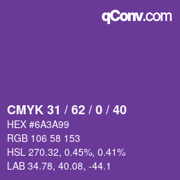 Color code: CMYK 31 / 62 / 0 / 40 | qconv.com