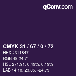 カラーコード: CMYK 31 / 67 / 0 / 72 | qconv.com