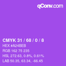 颜色代码: CMYK 31 / 68 / 0 / 8 | qconv.com