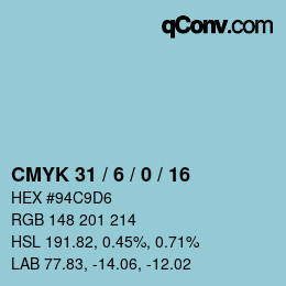 カラーコード: CMYK 31 / 6 / 0 / 16 | qconv.com