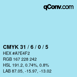 カラーコード: CMYK 31 / 6 / 0 / 5 | qconv.com