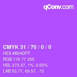 颜色代码: CMYK 31 / 70 / 0 / 0 | qconv.com