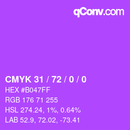 颜色代码: CMYK 31 / 72 / 0 / 0 | qconv.com