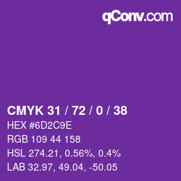 カラーコード: CMYK 31 / 72 / 0 / 38 | qconv.com