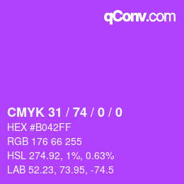 カラーコード: CMYK 31 / 74 / 0 / 0 | qconv.com